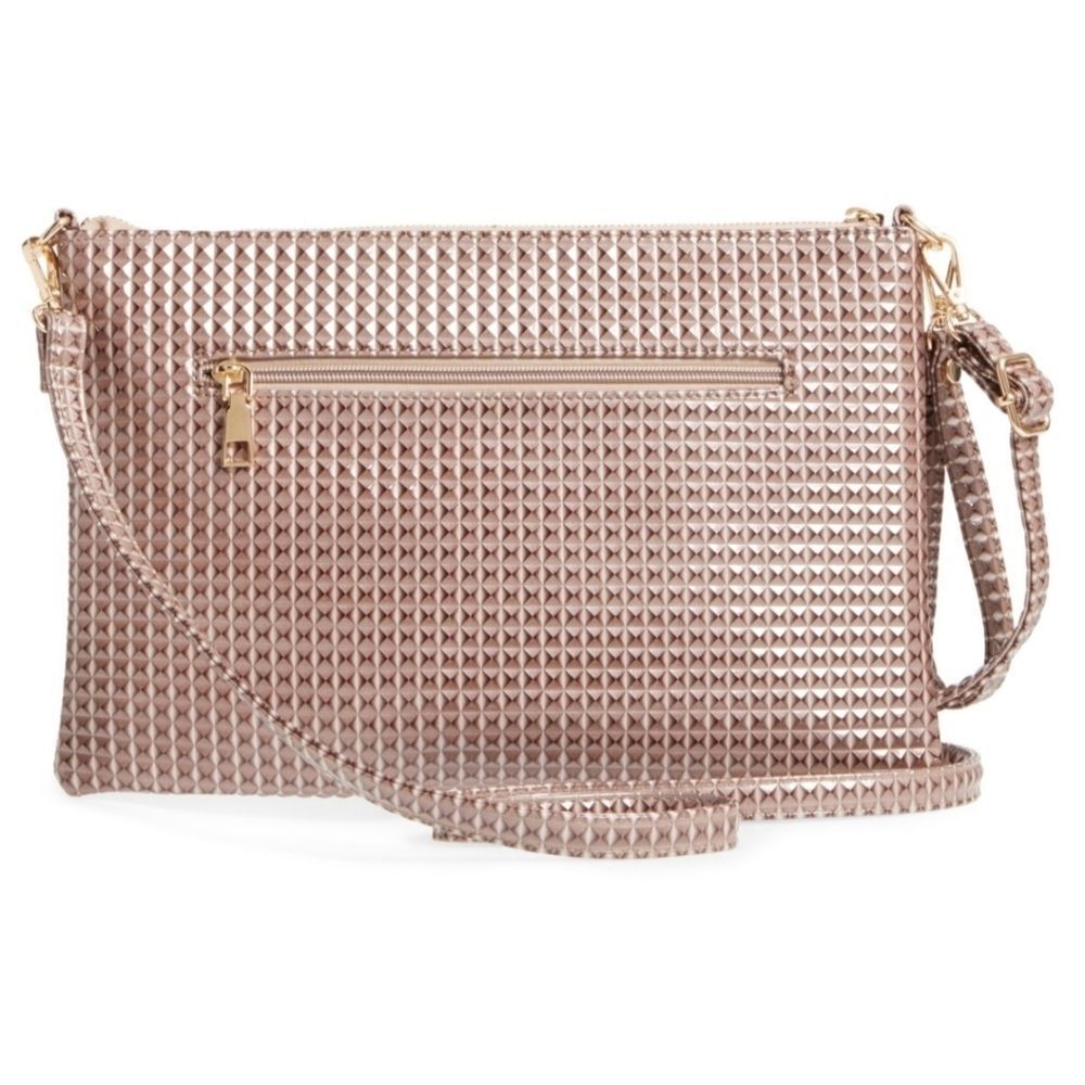 Evelyn K  Textured Metallic Faux Leather Pouch